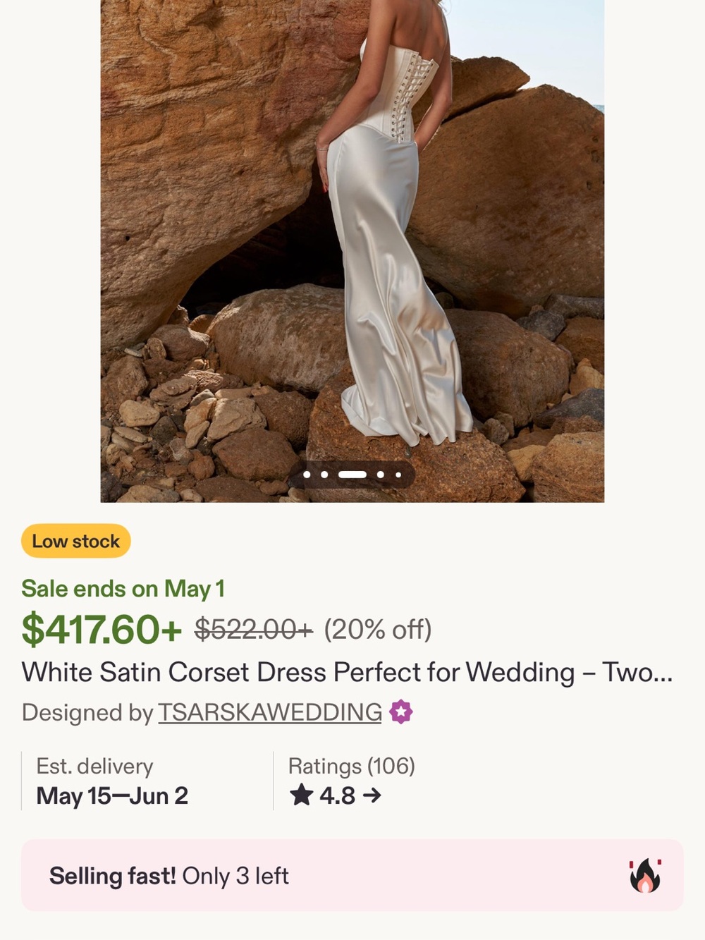 Strapless White Two-Piece Corset Wedding Dress - Picture 3 of 4